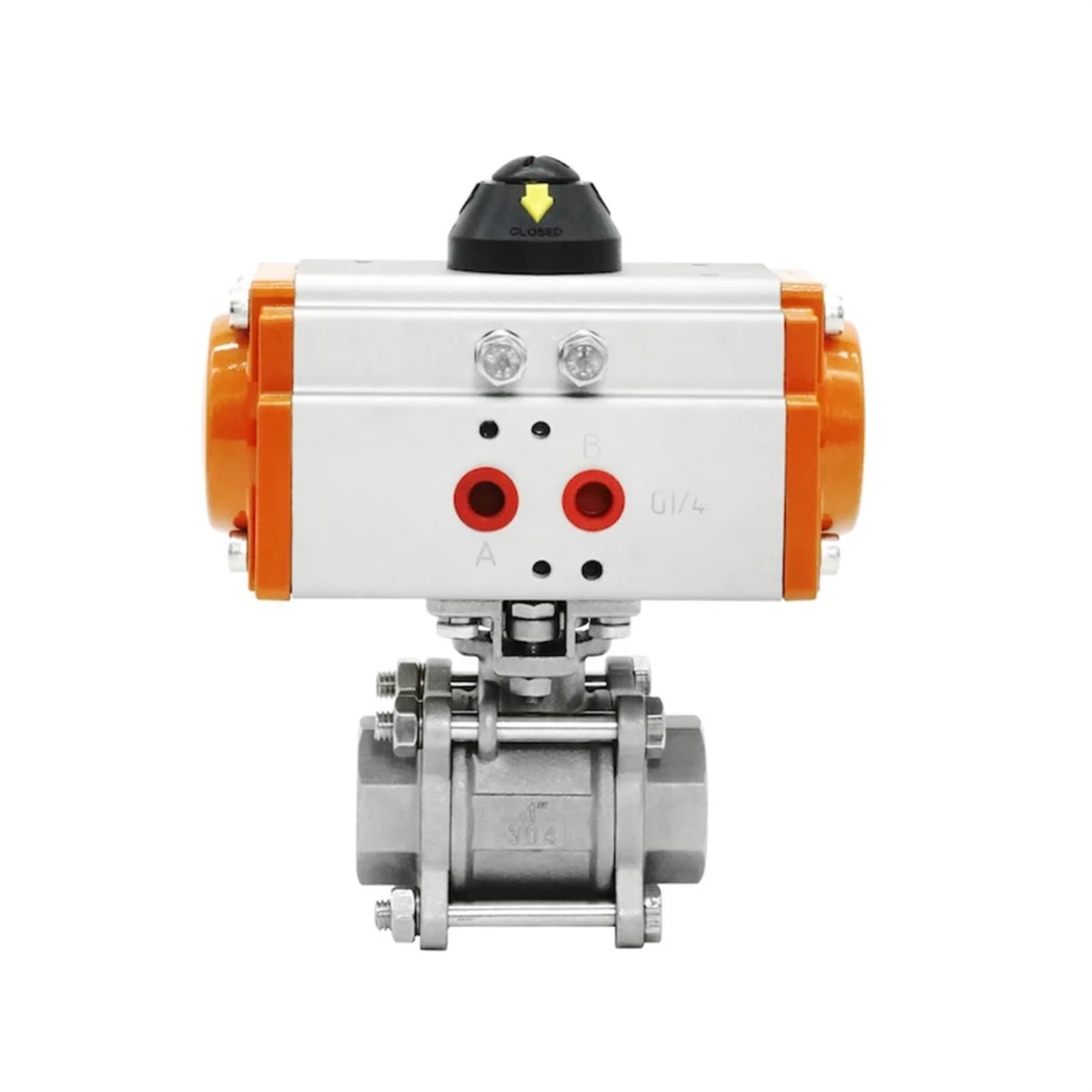 Kkhcmzpi One Color Dn25 Three Piece High Platform Pneumatic Ball Valve Stainless Steel 304 Double Acting Cylinder