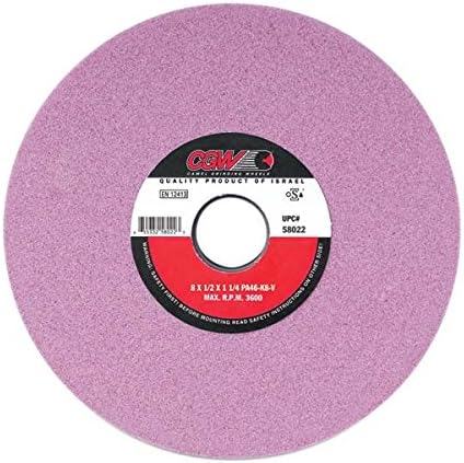 58012 7"x 1/2"x 1-1/4" PA80-K8-V Pink Alum Ox Grinding Wheel (Pack/2)
