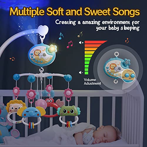 Mini Tudou Baby Musical Crib Mobile with Star Projection & Timing Function,Remote Control Music Box with Muisc & Night Lights,Hanging Rotating Animal Rattles for Kids,Toy for Newborn 0-24 Months - Image 4