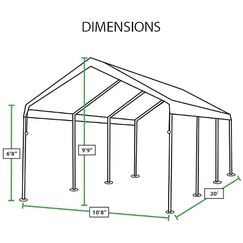 King Canopy Universal Canopy 10-Feet By 20-Feet, 1 3/8-Inch Steel Frame, 8 Leg, Quick Shade, Camping, Boat Shelter, Events, Party Tent, Carport, White, C81020Pc #TOP2