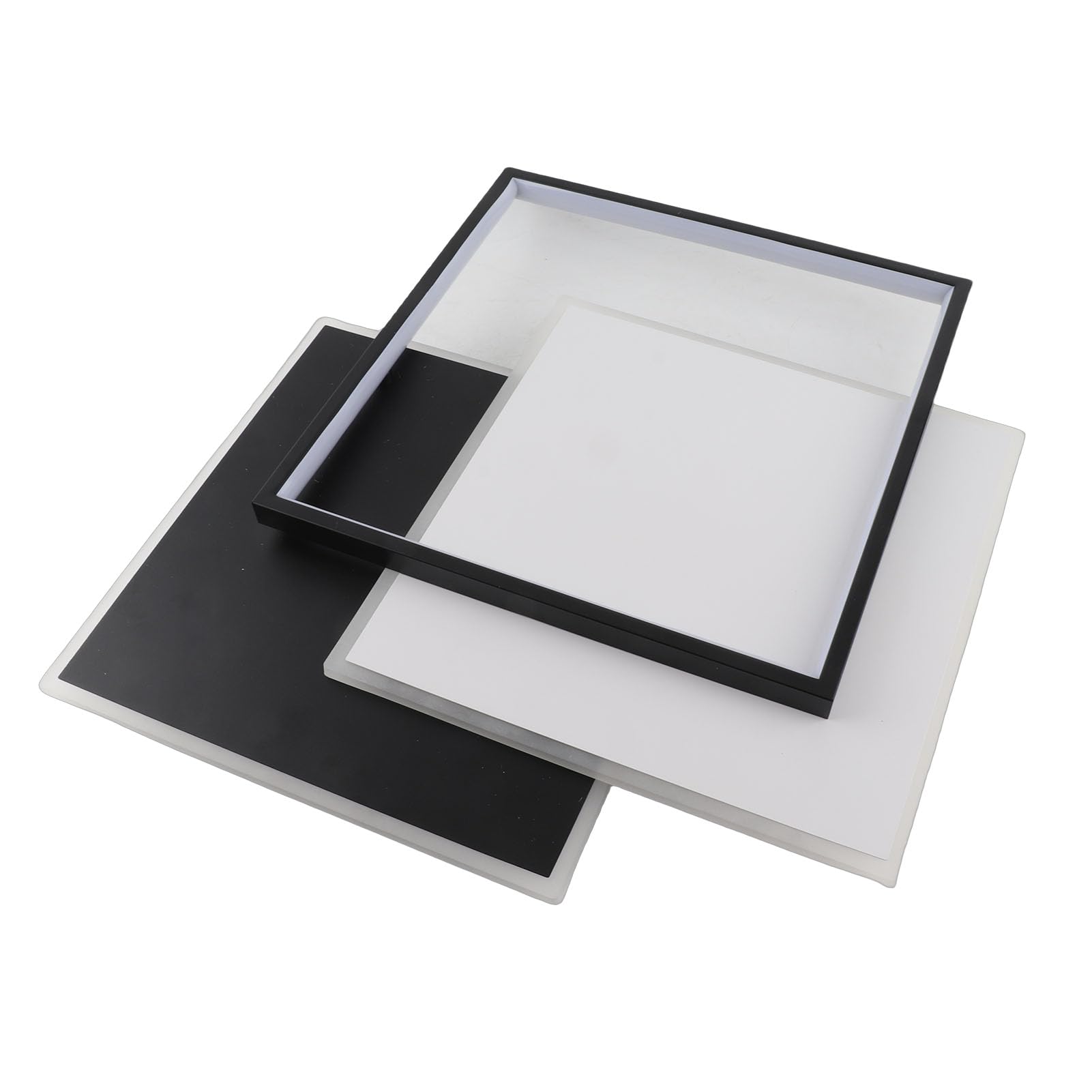 Asixxsix Sufitowa LED, Funkcja Pamięci z możliwością Płynnego ściemniania. Sufitowa do Montażu podtynkowego. Oprawa z możliwością ściemniania z pilotem. 3 Geometryczne Układy Ułożone w Stosy do