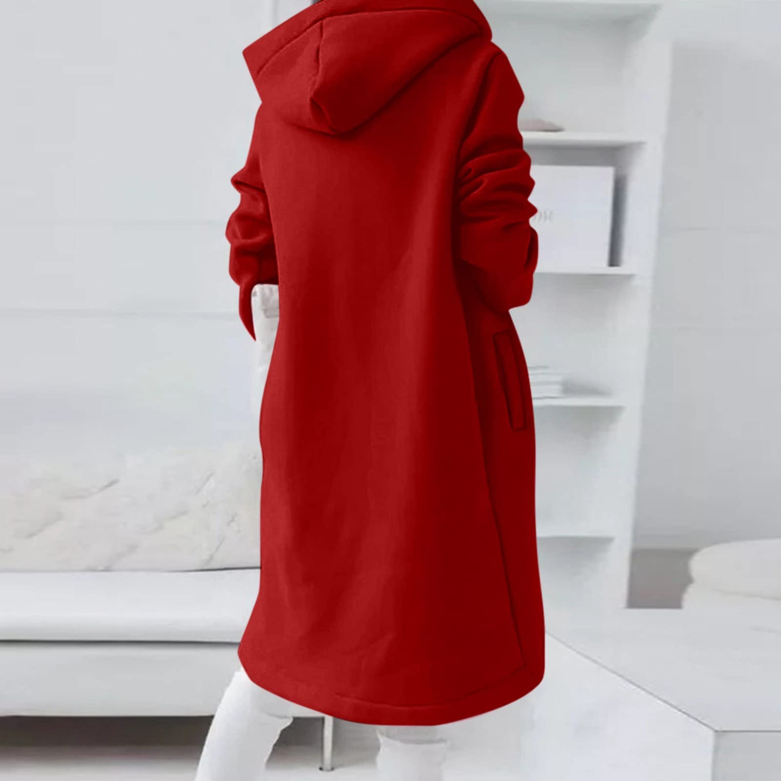 Generico Donna con Zip E Cappuccio Casual - Tunica Donna Manica Lunga | Hoodie Leggera Morbida Top Moda Comodo Felpe ta Tinta Unita Abbigliamento Invernale Outdoor da Lavoro