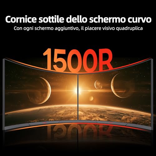 27 Pollici Gaming Monitor Curvo, WQHD 180Hz 1ms (GTG), Display 1500R, Adaptive Sync, Regolazione dell'inclinazione - Monitor - Immagine 5