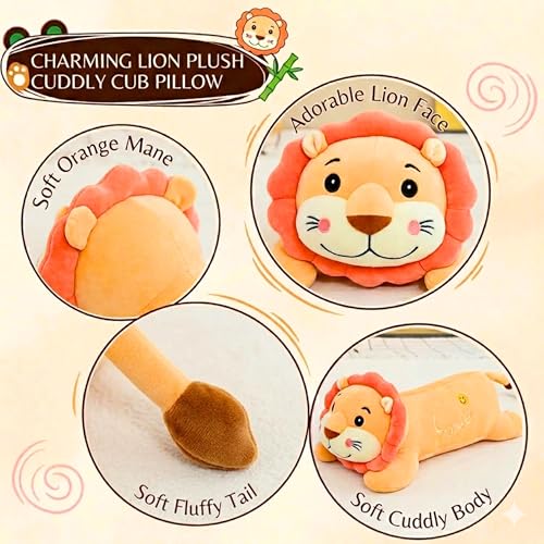 Image of Tickles Sunflower Lion Soft Stuffed Plush Animal Bolster Pillow Cushion for Boys & Girls Sofa Room Decor Birthday Gift (Size: 65 cm Color: Multicolor)