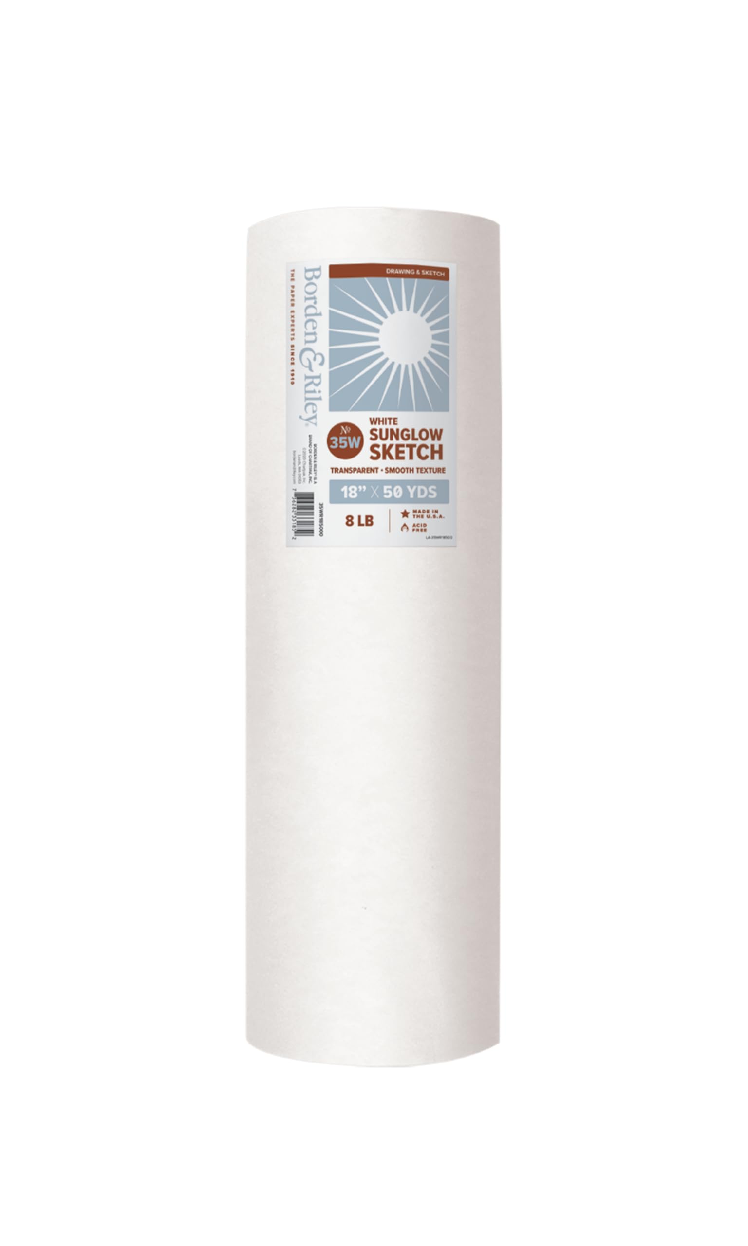 Borden & Riley Sun-Glo Thumbnail Soft Tone Sketch Paper 8lb 18" x 50 Yds SG-35W