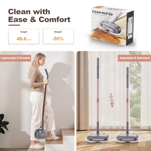 Image of Scrubbing Steam Mop with Rotating Pads for Floor Cleaning,Steam Cleaner F6