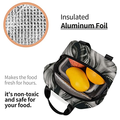 Debou Cool Evil Skull Insulated Lunch Bag Cooler Tote Reusable Leakproof Lunch Box Easy Clean For Work Office Picnic Beach Or Travel #TOP4