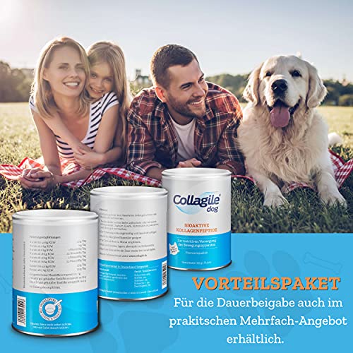 Collagile Dog Hunde Ergänzungsfutter für Knochen und Bänder Bioaktive Kollagenpeptide in Lebensmittelqualität (6 x 225g)