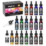 Nicpro 18 Colors Acrylic Ink, 1-oz(30ml) Bottle with Dropper, Quick Dry Permanent Acrylic Drawing Inks For Artist, Essential Color Set For Ink Drawing, Pouring Art, Airbrush, Scrapbooking, Mixed Media