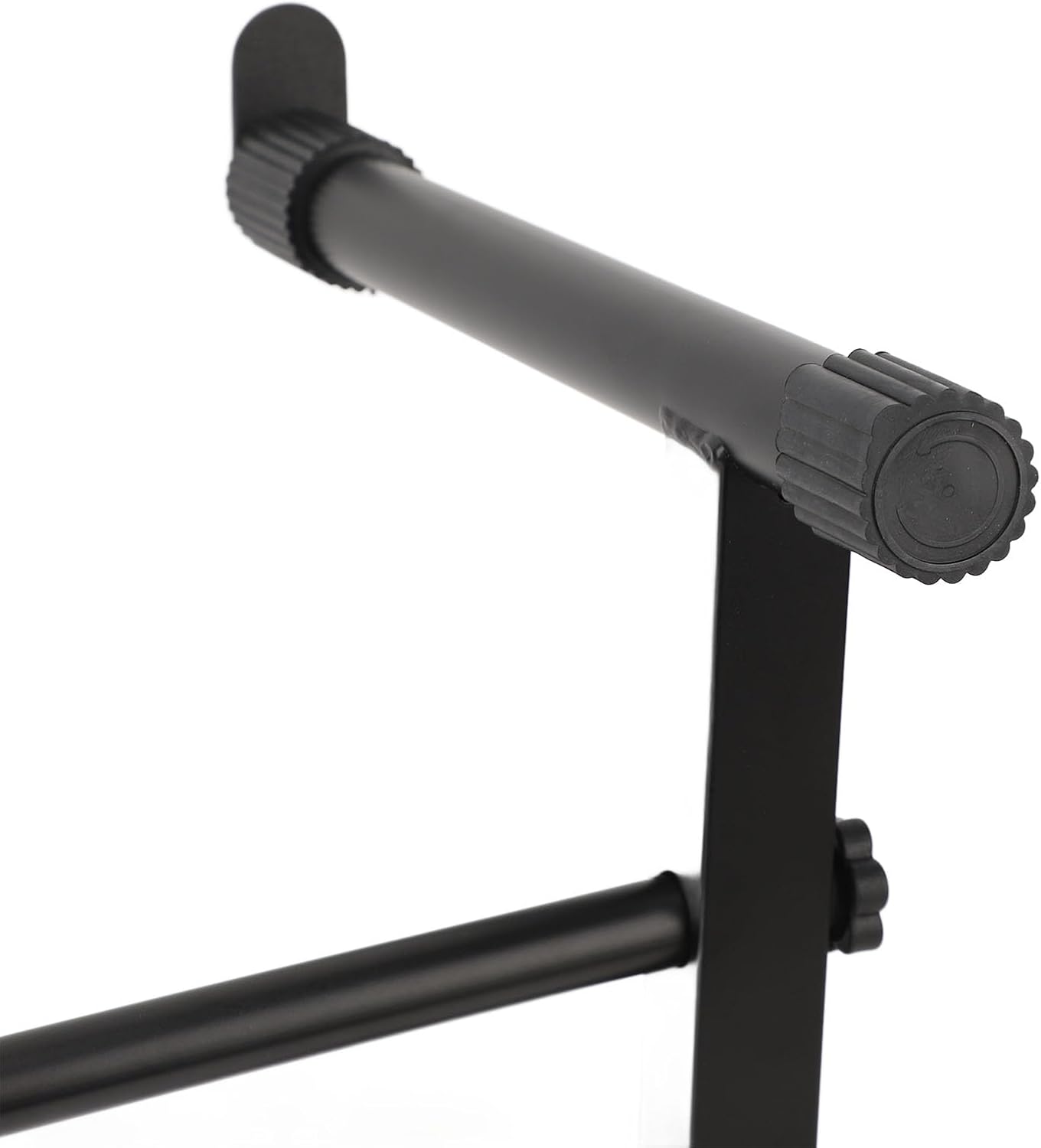 Keyboard Stand Extension Adapter Miwayer, L Shape Double Tier Riser for 2 Electronic Keyboards Extension Stand Piano Keyboard Rack Adjustable Width from 42-75cm