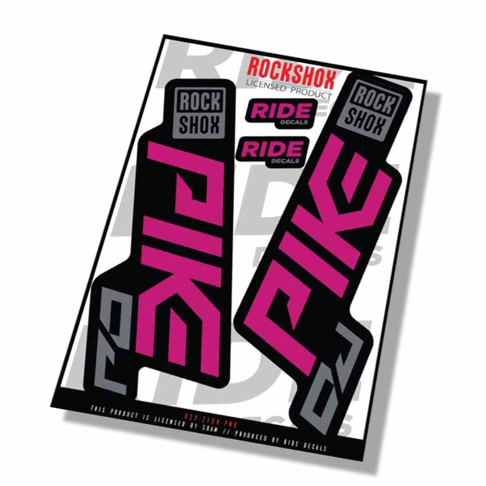 Rockshox Pike DJ 2021 Fork Decals - Pink - Licensed by Rockshox Gloss