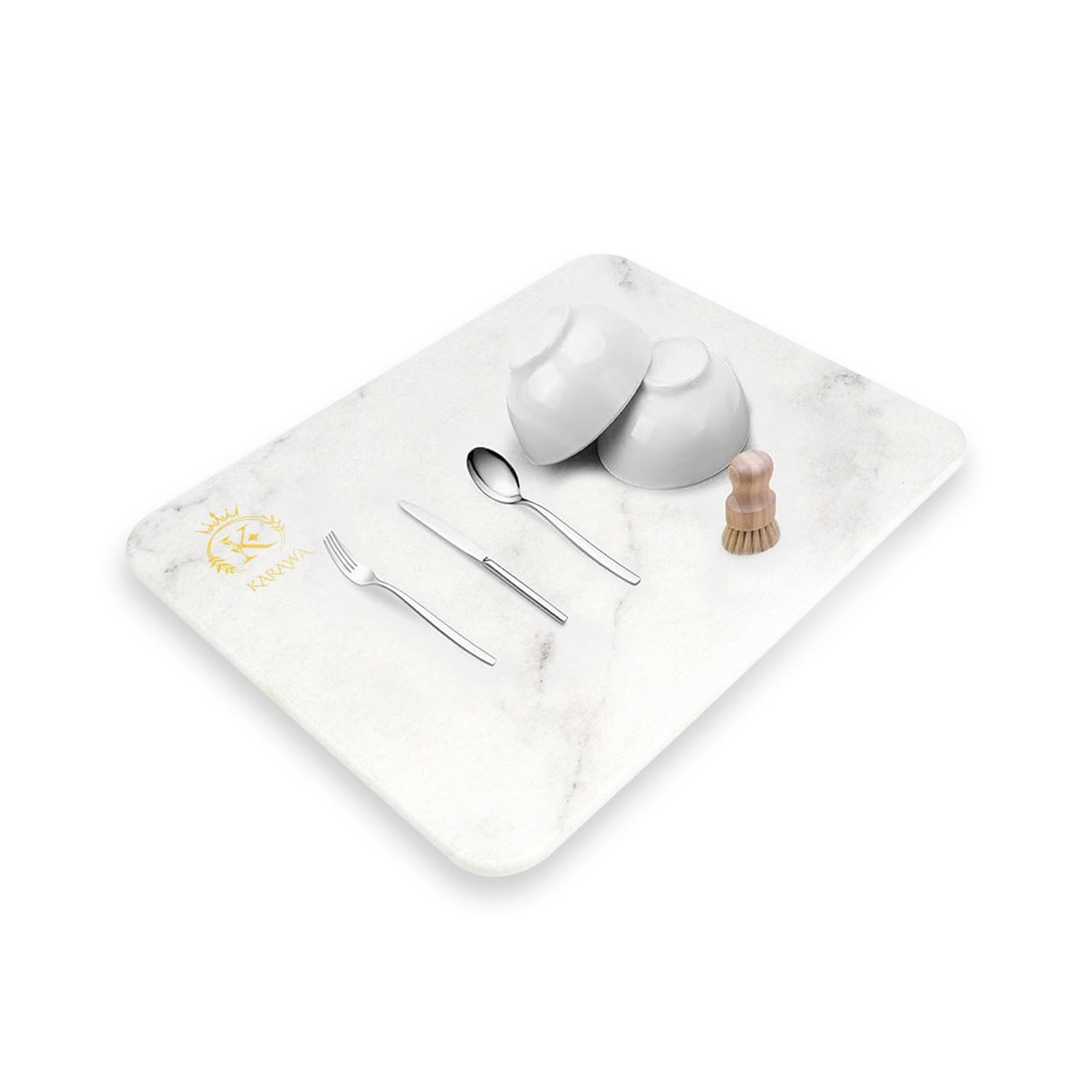 Karawa Stone Drying Mat for Kitchen Counter – Quick-Drying Stone Tray – Natural Diatomaceous Earth Stone Drying Tray – Multipurpose Dish Drying Stone for Kitchen, Bathroom, Table Mat