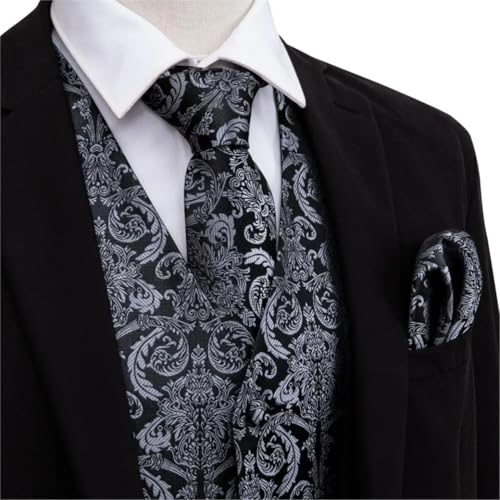 Men's Vintage Paisley Vest and Tie Set 4Pcs Formal Waistcoat Outfit for Business Wear3