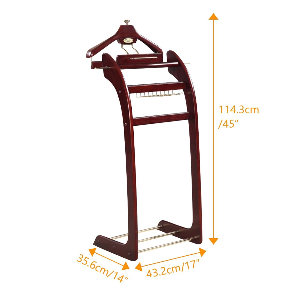 Ele Accessory Sto Solut - Servomuto da uomo con fermacravatte e Hoo, autoportante con barra per pantaloni, ideale per casa, ufficio, hotel e club di lusso