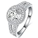 FENDINA Womens Jewelry Vintage Wedding Engagement Bands Solitaire Rings for Anniversary Band Her - 18K White Gold Plated - Luxurious Series-FR974, Size 7