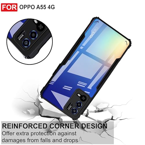 Image of Zapcase Back Case Cover for Oppo A55 4G | Compatible for Oppo A55 4G Back Case Cover | 360 Degree Protection Back Cover | Clear Case with Camera Protection | (TPU + PC | Matte Black)