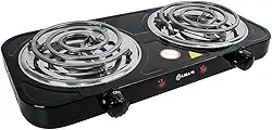 Mini Fogão Fogareiro Espiral Elétrico Portátil Camping Cozinha Duplo 2 Bocas 2100W 110V - Preto