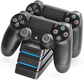 Snakebyte PS4 TWIN:CHARGE 4 - PlayStation 4 charging station for DualShock 4-Controller, charger kit for 2 wireless controllers via COM port, LED charge status display, PS4 design, Black