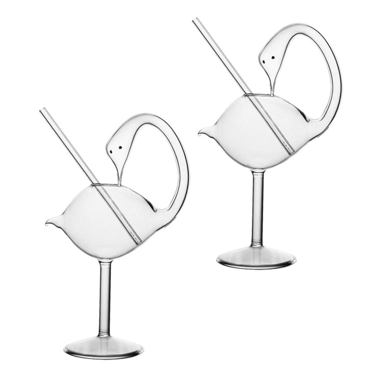 Cabilock 2Pcs Swan Shaped Cocktail Glass Transparent Goblet Drinkware for Home Bar Martini Glasses for Beer Juice and Decorative Use