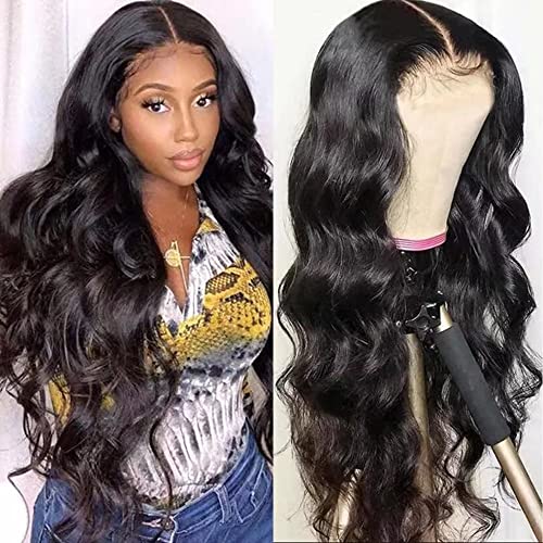 Maxine 10A HD Lace Front Wigs Human Hair 13x6 HD Transparent Wigs Pre Plucked Bleached Knots Brazilian Remy Body Wave Human Hair Wigs for Women Natural Color 150% Density 24inch