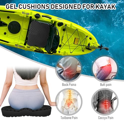 Image of NEW-Vi Anti-Slip Kayak Seat Cushion - Double Thicken Gel Boat Cushion, Waterproof Kayak Gel Seat Cushion, Coccyx Sciatica Pain Relief, Kayak Accessories for Fishing, Kayak Fishing Accessories