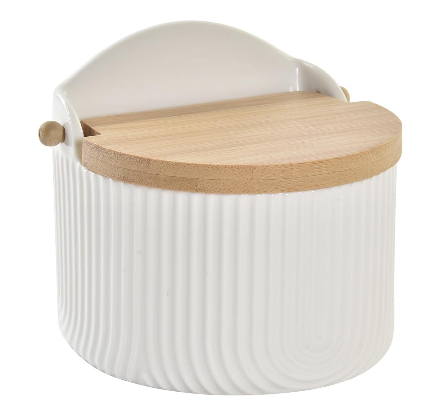 Space Home - Ceramic Sugar & Salt Bowl with Lid for Home and Kitchen - Salt Pepper Spice Box Container with Lid - Container for Dressings or Spices