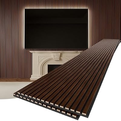 PrimeZone Wood Acoustic Wall Panels - 2 PCS 94.5" x 23.6" (31 sq ft) 3D Fluted Slat Sound Proof Wall Paneling, Sound Absorbing & Noise Reduction Interior Decor Panels for Living Room, Bedroom, Walnut