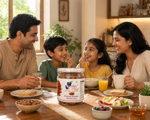 Image of Shwet Celebrations Premium Almond Kernels (Badam Giri) 240g | 100% Natural Whole California Almonds | Protein & Fiber Rich | Healthy Snack