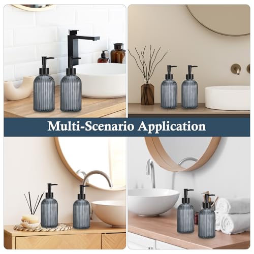 Hejo 2 Pcs 400ml Glass Soap Dispenser with Black Pump, Hand Wash Dispenser Bottle for Kitchen Bathroom Sink, Refillable for Liquid Soap, Lotion, Shampoo, Dish Wash (Transparent Black) - Cosy Home Interiors Hejo 2 Pcs 400ml Glass Soap Dispenser with Black Pump, Hand Wash Dispenser Bottle for Kitchen Bathroom Sink, Refillable for Liquid Soap, Lotion, Shampoo, Dish Wash (Transparent Black) - Image 7