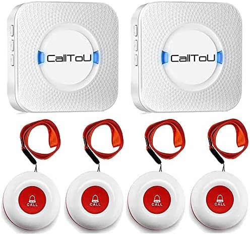 CallToU Wireless Caregiver Pager Smart Call System 4 SOS Call Buttons/Transmitters 2 Receivers Nurse Calling Alert Patient Help System for Home/Personal Attention Pager 500+Feet Plugin Receiver CallToU Wireless Caregiver Pager Smart Call System 4 SOS Call Buttons/Transmitters 2 Receivers Nurse Calling Alert Patient Help System for Home/Personal Attention Pager 500+Feet Plugin Receiver