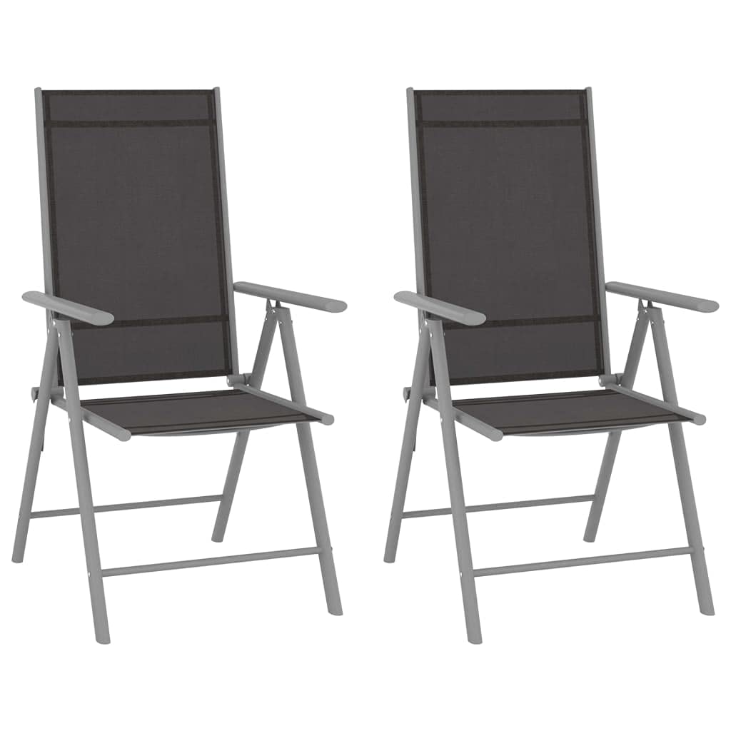 Chaise de jardin pliante textilène noir pour repas sur terrasse