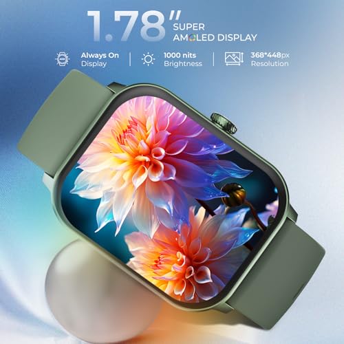 Image of beatXP Nexus 1.78 Super AMOLED Display Bluetooth Calling Smart Watch, Metal Body, Rotary Crown, 368 * 448px, 1000 Nits, 60Hz Refresh Rate, 100+ Sports Modes, 24 /7 Health Tracking, IP68 (Mint Green)