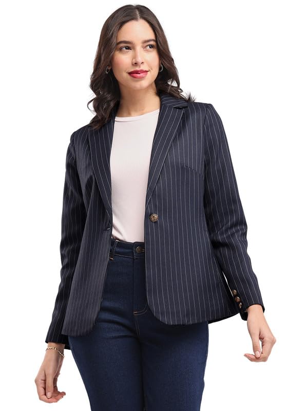 Single Breasted Blazer - Navy Blue
