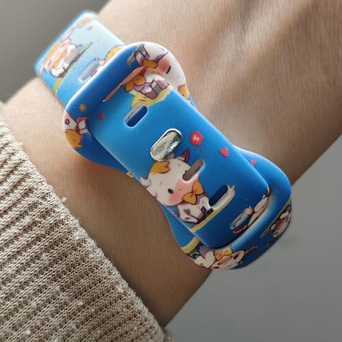 Image of Slim Cute Cartoon Band Printed Compatible with Apple Watch Bands 49mm 46mm 45mm 44mm 42mm 41mm 40mm 38mm Women, Silicone Adorable Printed Fadeless Pattern Design Strap for iWatch Series 11 10 9 8 7 6 5 4 3 2 1SE Cow