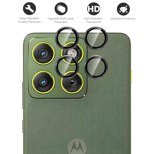 Image of ZARALA Camera Lens Frame Glass Compatible with Motorola Edge 70 Fusion Tempered Glass Aluminum Alloy Frame Individual Camera Lens Protector Cover Black