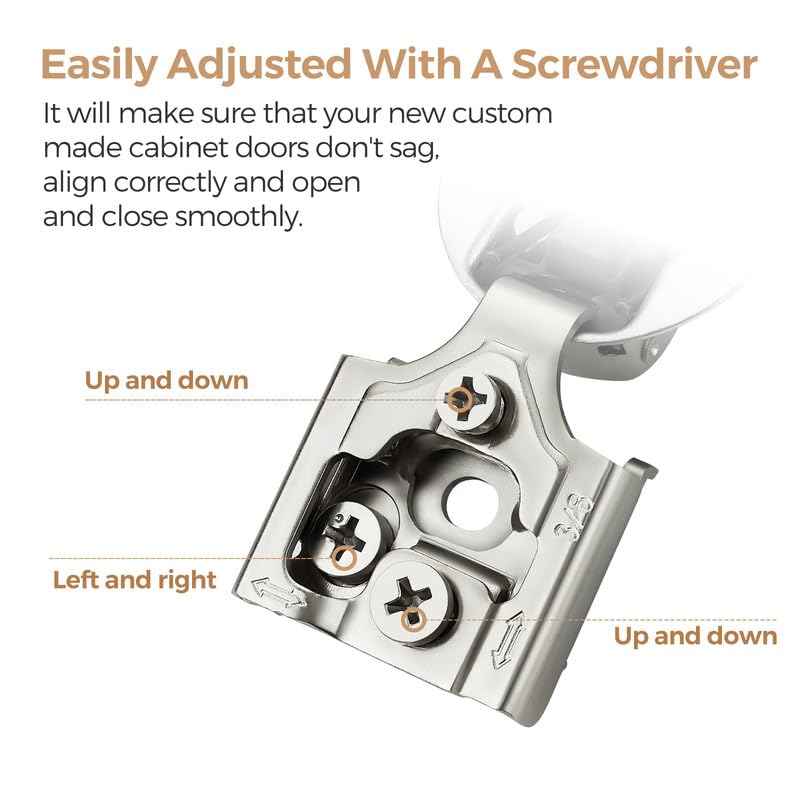 Image of 2 Pack 1 Pair 3 /8 inch Overlay Soft Close Hinges for Kitchen Cabinet Hinges Satin Nickel Hidden Hinges Stainless Steel Concealed Hinge self Closing