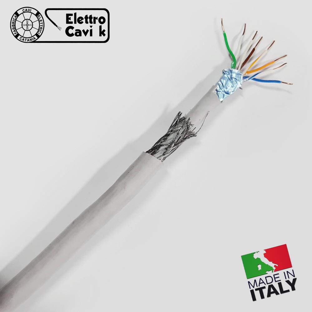 ® ELETTRO CAVI K - CAVO FTP CAT 5E SCHERMATO ARMATO DA ESTERNO ANTI-RODITORE DI RETE IN RAME PROFESSIONALE ETHERNET MODEM TELECAMERE RJ45 50 METRI
