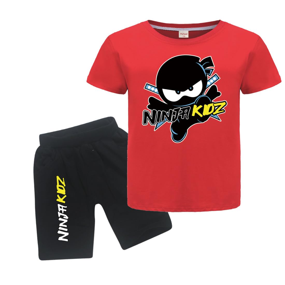 Ninja Kidz Kids Summer 100% Cotton T Shirts and Shorts 2pcs Clothing Sets Boys Girls Casual Sport Suits