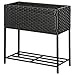 Outsunny Jardinera Exterior para Huerto Urbano Mesa de Cultivo Rectangular para Balcón Alta con Estante 70x30x72 cm Gris y Negro