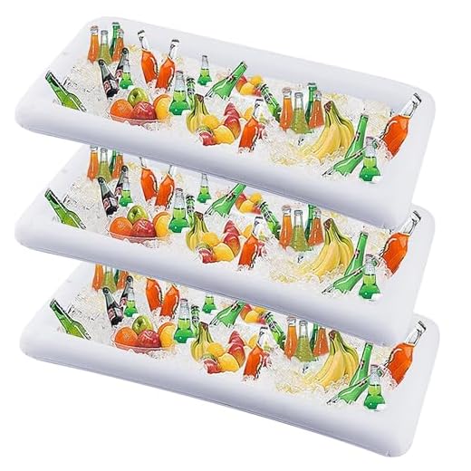 DR.DUDU Inflatable Serving Bar, 3 Pack Ice Serving Buffet Salad Cooler Food Drink Containers with Drain Plug, BBQ Picnic Pool Party Supplies Inflatable Cooler