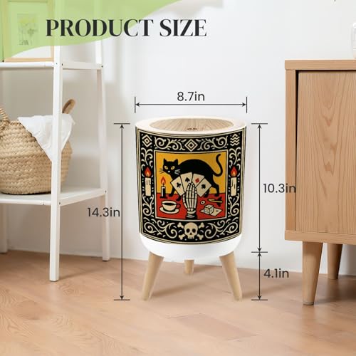 Caneca de basura redonda con tapa y patas 7L estilo retro miniatura 3