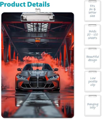 Image of NKSPRINTING Premium Sports Car Photography Theme clipboard Print, Gray and Red Theme, for Student Offices use