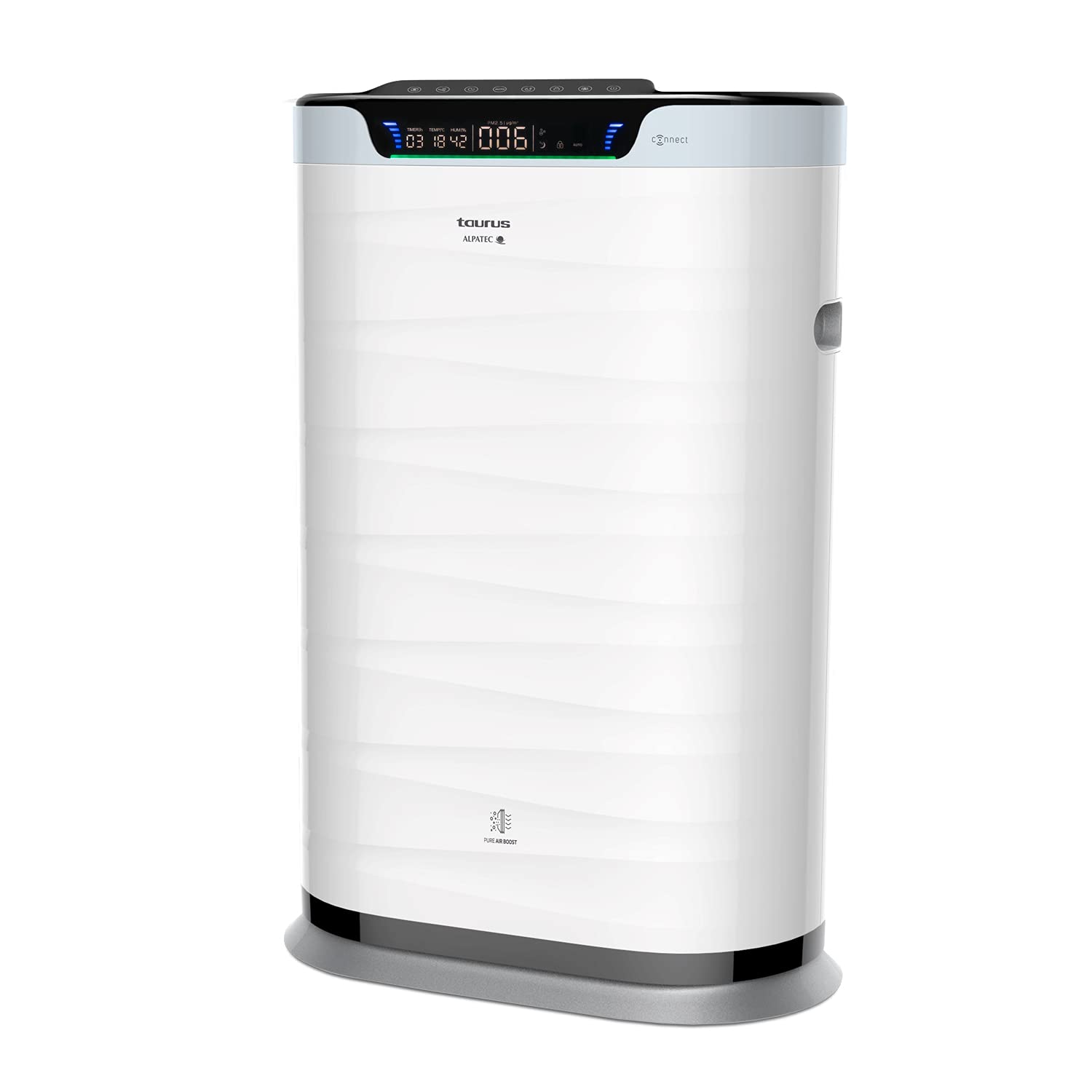 Taurus High Landscapes Connect Pro - Purificador de aire con ionizador, inteligente con WiFi, control por APP, 85W, HEPA13, CADR 600m3/h, silencioso, 5 velocidades, temporizador, 140m2, control remoto