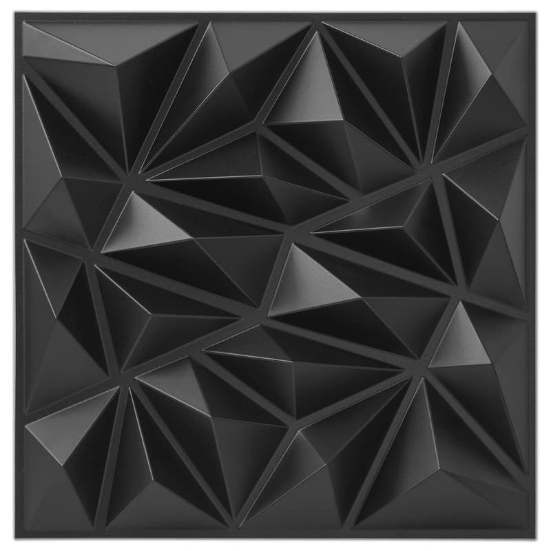Image of 3D Wall Panels Grey Colour I Diamond Stone Design I Embossed and Paintable I Panel Size 20 inch X 20 inch I Pack of 6 Panels I Wall Covering Area 16.53 Sq.Ft. (PVC)