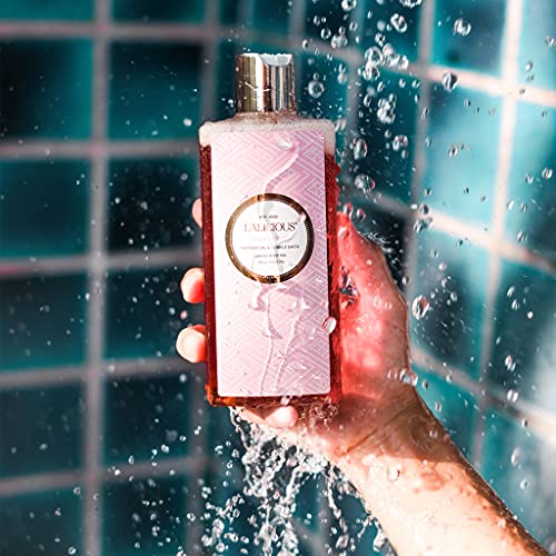 LALICIOUS Sugar Kiss Shower Oil & Bubble Bath - Natural Shower Cleanser with Topical Probiotics & Grapeseed Oil - Bath Soap Product for Shower, Bath & Shaving, No Parabens (10oz)