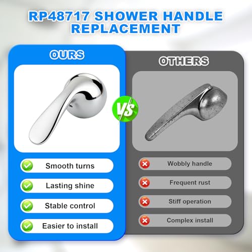 RP48717 Shower Handle Replacement, Compatible with Delta 13/14 Series Tub Shower Faucet, Single Handle Tub and Shower Faucet Handle (Chrome) - Thumbnail 4