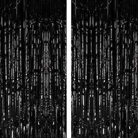 Aoen Black Foil Fringe Curtains for Parties Cover