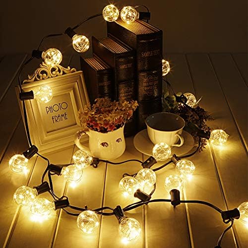 START MAKERS Globe Rattan Ball String Lights 25 LED Warm White Fairy Light for Outdoor and Indoor Bedroom Garden Party Wedding Holiday Christmas Tree Decor