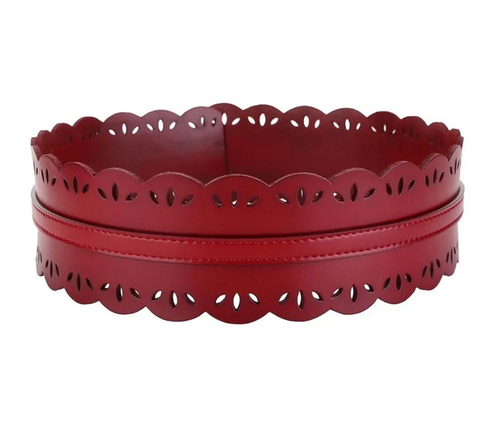 Women Wide Belt Top Hollow Pattern Pin Buckle Handmade Accessory Waist Belt4
