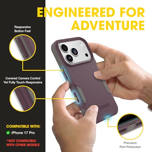 Image of OtterBox iPhone 17 Pro (Only) - Commuter Series Case - Built-in MagSafe - Thin, Dual-Layer, Pocket-Friendly, Port Cover - Purple-ish on Purpose